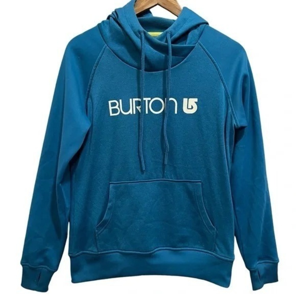 Burton Logo Hoodie Medium Teal Fleece Pullover Skate Snow‎ Y2K